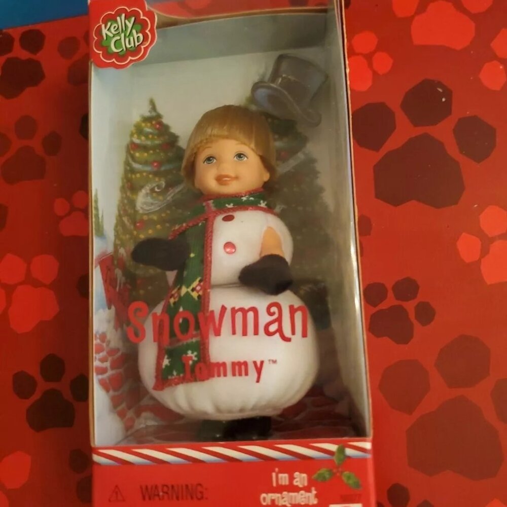 Vintage Mattel Barbie Doll Kelly Club Christmas Ornament Snowman Tommy 2001 New